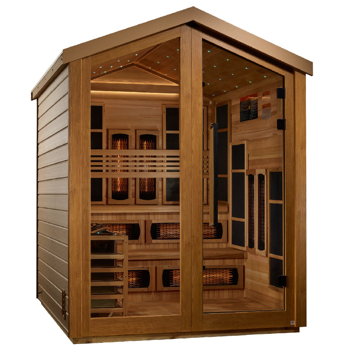 Golden Designs Kaskinen 6-Person Outdoor Luxury Sauna – Hybrid and Traditional, Premium Canadian Red Cedar
