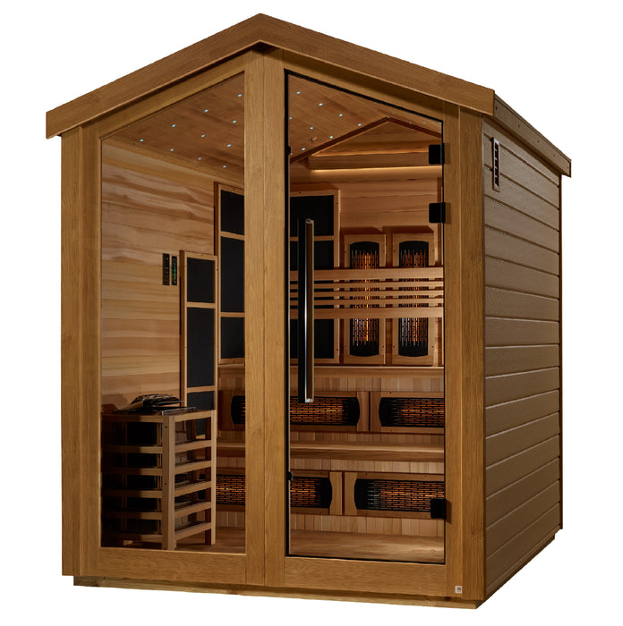 Golden Designs Kaskinen 6-Person Outdoor Luxury Sauna – Hybrid and Traditional, Premium Canadian Red Cedar