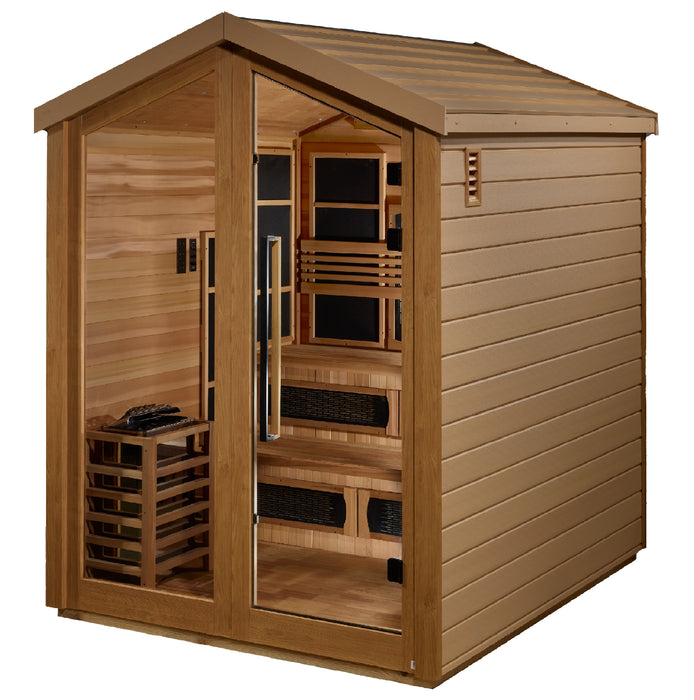 Golden Designs Kaskinen 6-Person Outdoor Luxury Sauna – Hybrid and Traditional, Premium Canadian Red Cedar