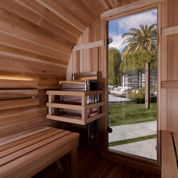 Golden Designs Zurich 4-Person Barrel Sauna – Outdoor Traditional with Heater