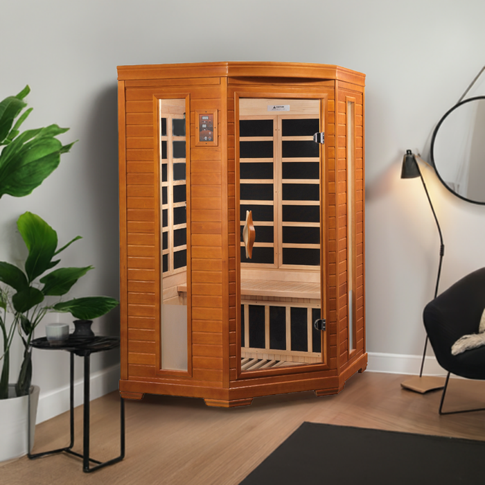 Dynamic Heming Elite 2-Person Corner Ultra Low EMF FAR Infrared Sauna (Canadian Hemlock)