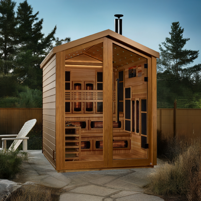 Golden Designs Kaskinen 6-Person Outdoor Luxury Sauna – Hybrid and Traditional, Premium Canadian Red Cedar