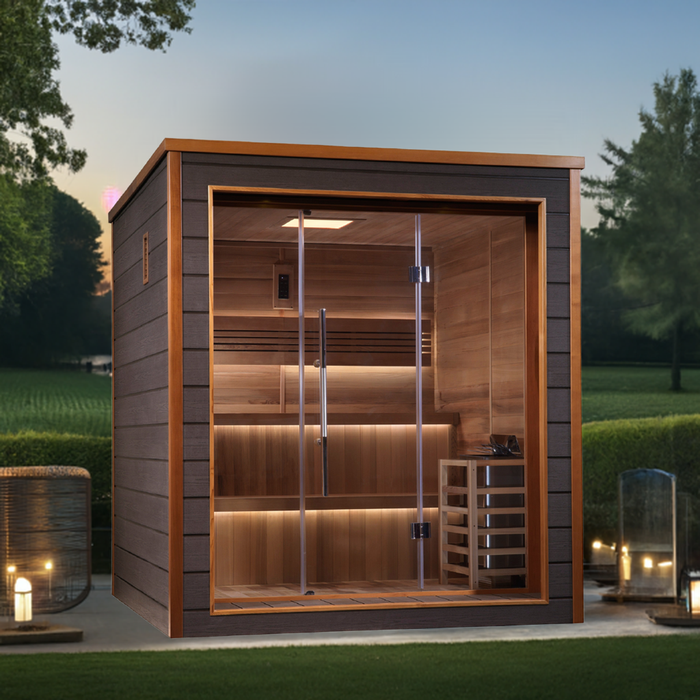 Golden Designs Bergen 6 Person Outdoor-Indoor Traditional Sauna - Canadian Red Cedar Interior
